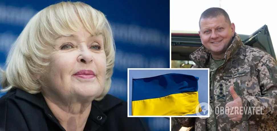 Залужний подарував Аді Роговцевій прапор з автографом і кепку. Відео Залужний подарував Аді Роговцевій прапор з автографом і кепку. Відео