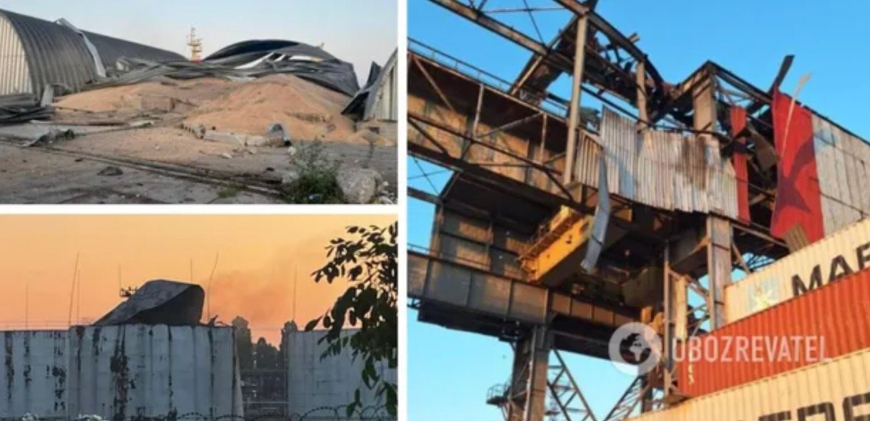 Окупанти вночі атакували портову інфраструктуру Дуная на Одещині: зруйновано ангар з зерном, є постраждалі. Фото Окупанти вночі атакували портову інфраструктуру Дуная на Одещині: зруйновано ангар з зерном, є постраждалі. Фото