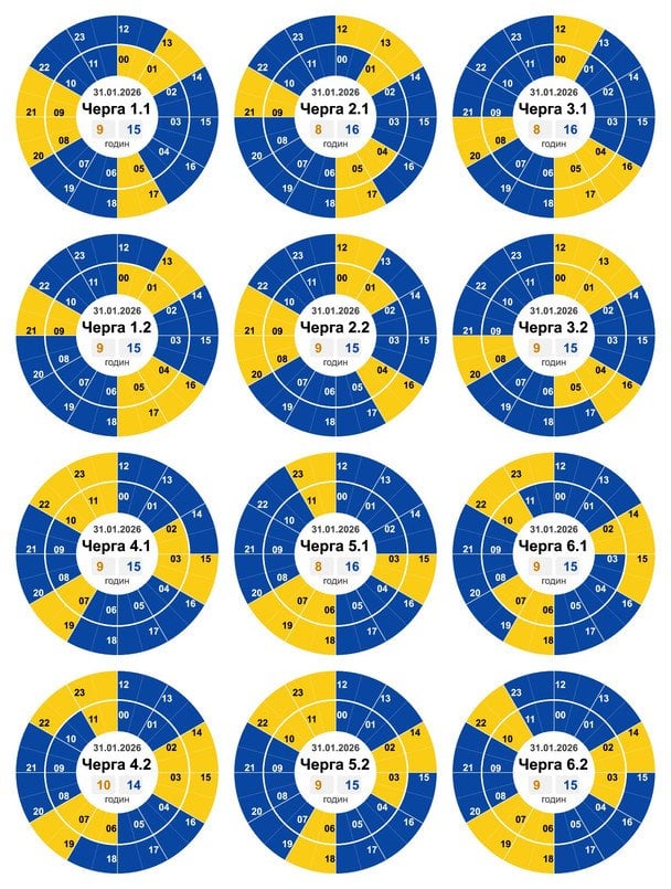 Графік відключення світла на Кіровоградщині 31 січня