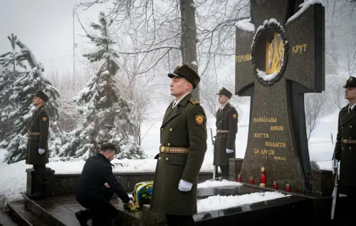 Зеленський ушанував пам’ять Героїв Крут на Аскольдовій могилі в Києві Зеленський ушанував пам’ять Героїв Крут на Аскольдовій могилі в Києві