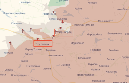 Покровськ та Мирноград на карті