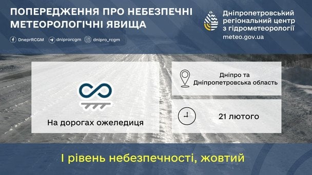 На Дніпропетровщині оголошено! рівень небезпечності 21 лютого