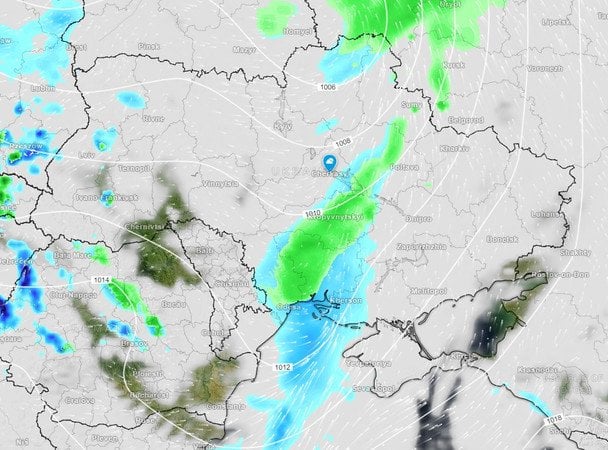 24 лютого погоду на Черкащині визначатиме локальний циклон із центром над Білоруссю та пов’язані з ним атмосферні фронти