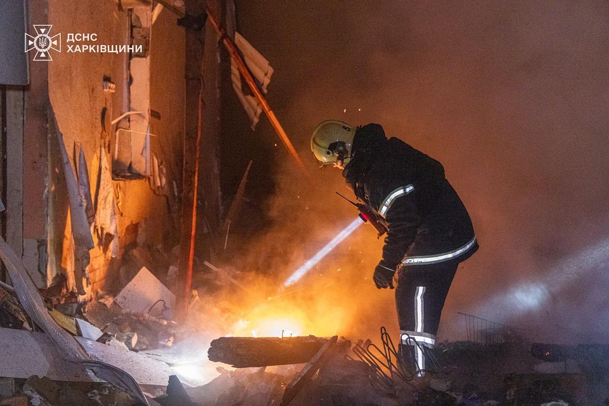 Наслідки атаки. Фото: ДСНС Харківщини