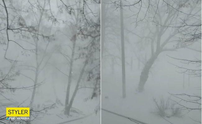 У Чернігові під час снігопаду гриміла гроза: відео рідкісного явища