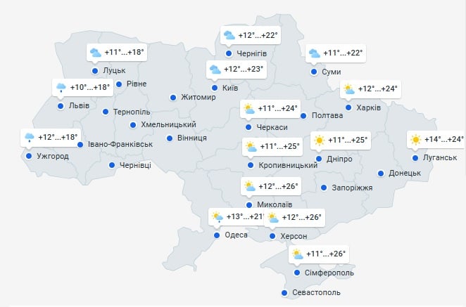 Погода в Украине 23 мая