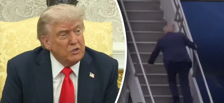 З Трампом стався конфуз на трапі літака: раніше він висміював за це Байдена