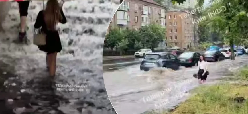 Води по коліно, все заливає стрімкими потоками: Київ накрив сильний шторм