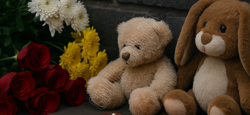 Кияни несуть квіти та іграшки до будинку, в якому загинула 12-річна дівчинка через атаку ЗС РФ