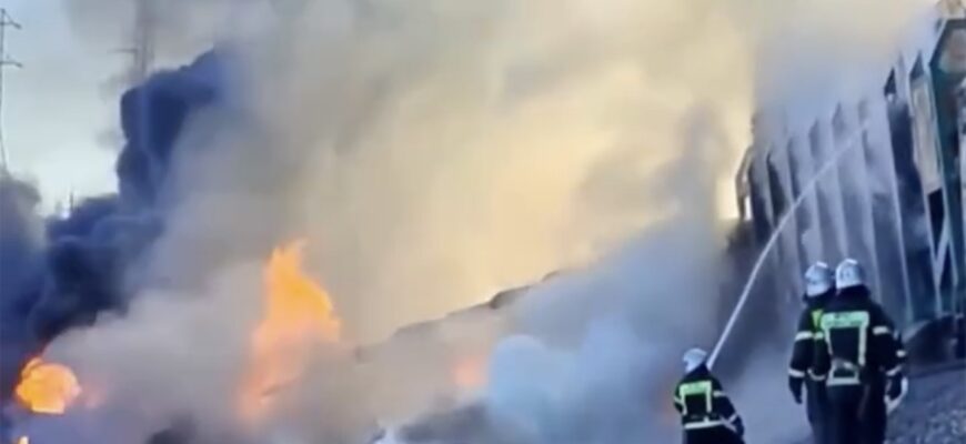 🚨Потяг з паливом зіткнувся з вантажівкою😱Люди вискакували на ходу🔥 Відео та деталі ⤵