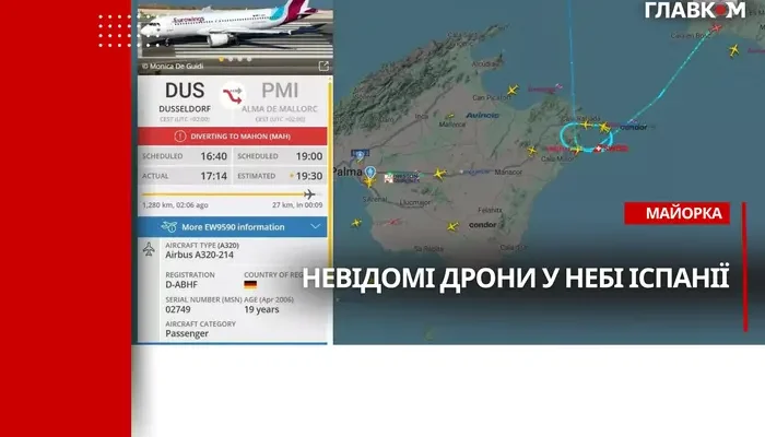 Невідомий безпілотник помічено ще в одній європейській країні: щонайменше 12 авіарейсів вимушено змінили курс