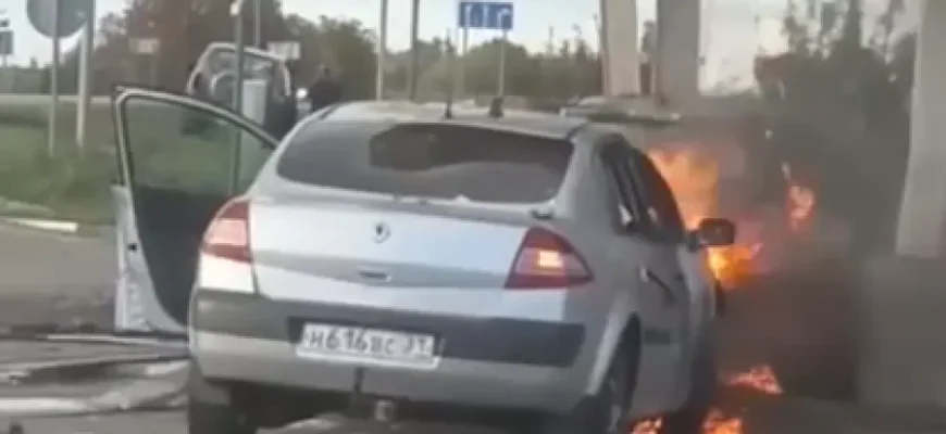 На Бєлгородщині дрон ЗСУ уразив машину окупантів разом з АЗС. ВІДЕО