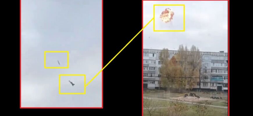 Унікальне відео: українська ППО збила російський “Шахед” за секунду до удару по житловому будинку