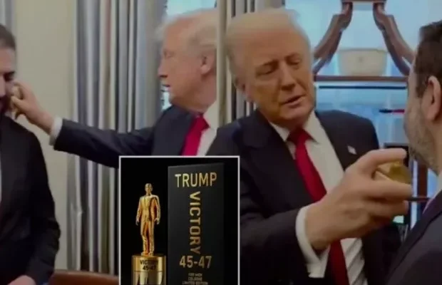 “Ось, візьми, і ще флакон твоїй дружині!”: Трамп обприскав президента Сирії парфумами (відео)