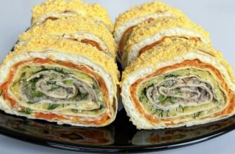 Гості “ахнули”, коли побачили цю подачу: салат “Мімоза” в лаваші — це вам не жарти, а 1 геніальний трюк