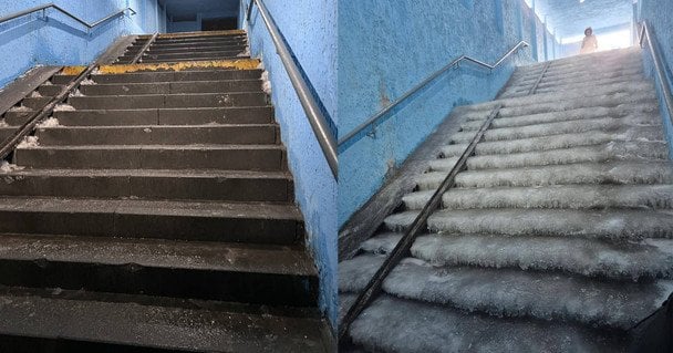 Після розголосу комунальники прибрали лід / Фото: соціальні мережі