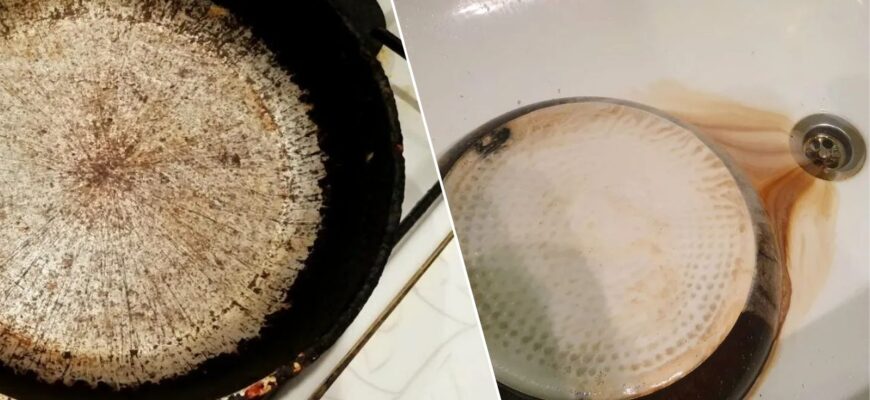 Сковорідка тепер блищить як гірлянда: 1 ложка того, що є у всіх, допомогла змити нагар, поки я відпочиваю Сковорідка тепер блищить як гірлянда: 1 ложка того, що є у всіх, допомогла змити нагар, поки я відпочиваю