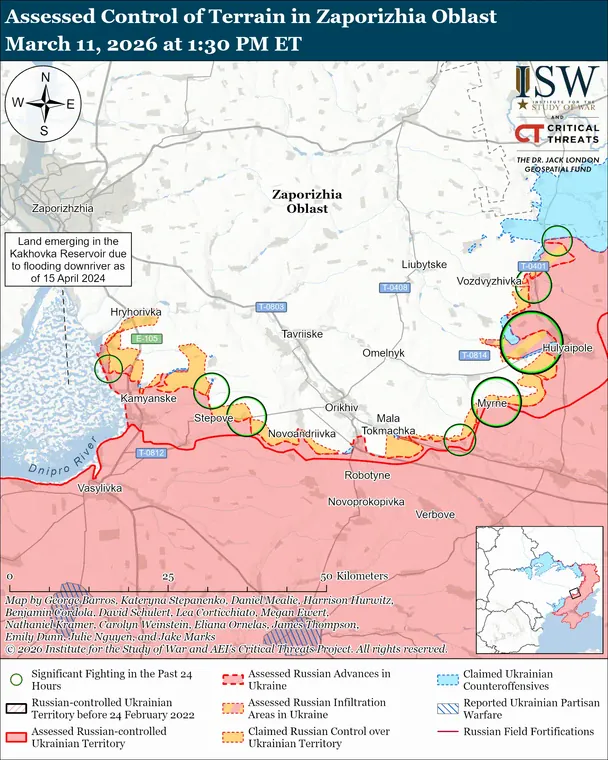Лінія фронту / © Інститут вивчення війни (ISW)