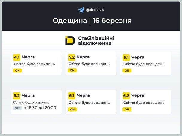 Відключення електроенергії в Одеській області / © ДТЕК