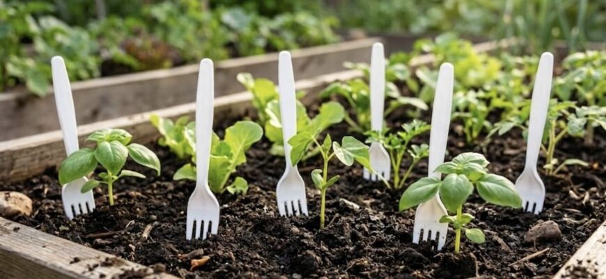 Чому садівники встромляють пластикові виделки в землю: хитрий трюк, який багатьох дивує Чому садівники встромляють пластикові виделки в землю: хитрий трюк, який багатьох дивує