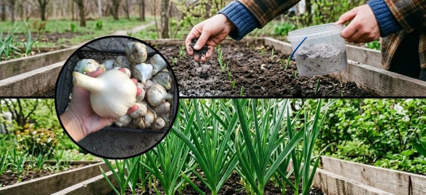 Сусідка розкрила секрет: підсипаю по 1 жмені “цього” під озимий часник у березні – голівки будуть як кулак Сусідка розкрила секрет: підсипаю по 1 жмені “цього” під озимий часник у березні – голівки будуть як кулак