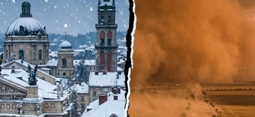 💥 Почалося! Львівщину нещадно засипає снігом, а на рівнинах лютує потужна пилова буря — кадри стихії, що зносить усе! ❄️🌪🚨
