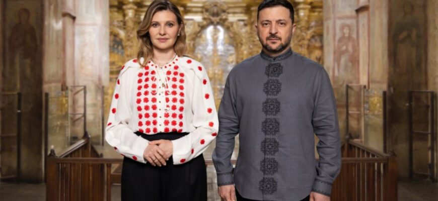Володимир – у темній, Олена – у світлій: Зеленські показалися у стильних вишиванках на Великдень