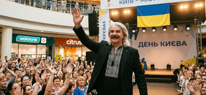 Секрет зворушливого виступу: як відомий артист привітав киян зі святом