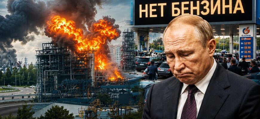 Москва палає: поки Путін ховається в бункері, росіяни ночують у чергах за пальним