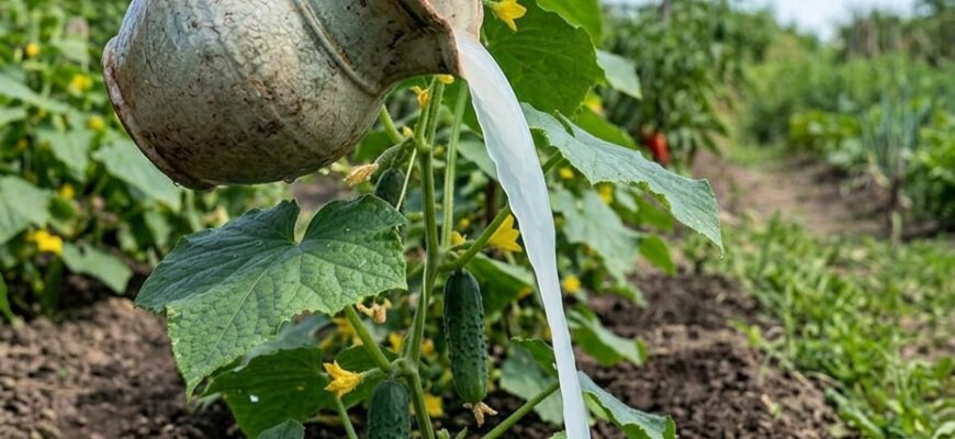 Виливаю по пів літра під кожен кущ — і огірки плодоносять без перепочинку: просте натуральне підживлення – Файно — коли смачно!