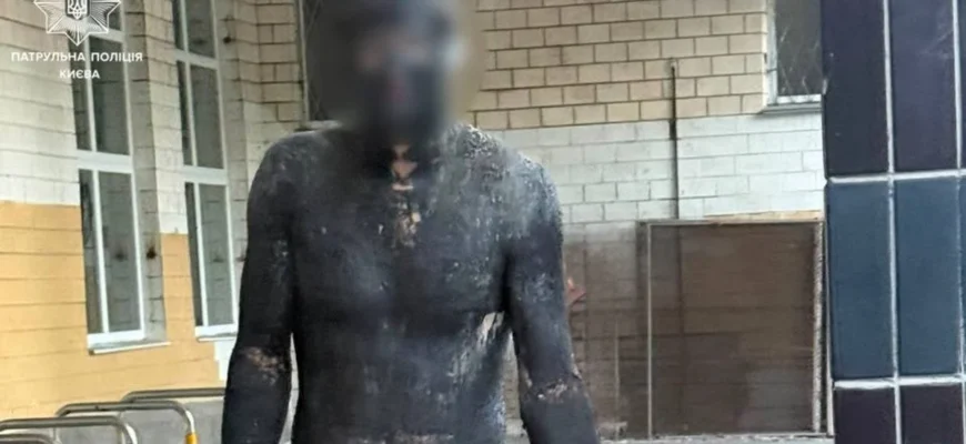 «Сам удома» по-київськи: чоловік вимастився у смолі та спробував пограбувати магазин