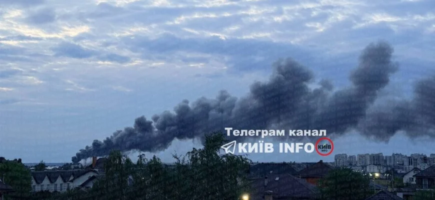 Після атаки дронів на Київщині спалахнули склади з продуктами Після атаки дронів на Київщині спалахнули склади з продуктами