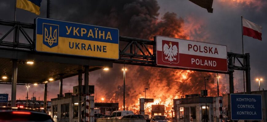На кордоні з Польщею палають фури та АЗС: РФ завдала удару по популярному пункту пропуску (ВІДЕО)