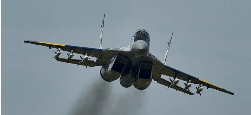 Український винищувач МиГ-29 на надмалій висоті збив російську ціль Український винищувач МиГ-29 на надмалій висоті збив російську ціль