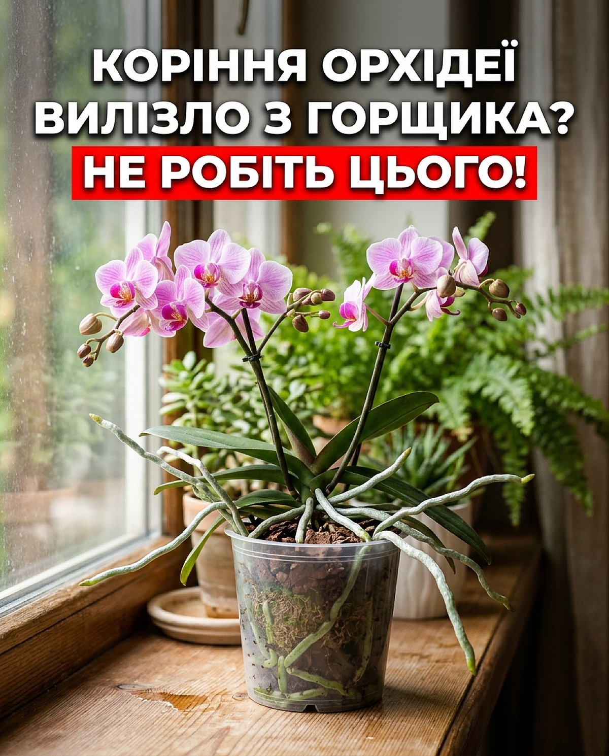 «Не поспішайте його обрізати!» — садівниця пояснила, чому коріння орхідеї вилазить із горщика