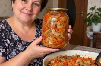 Салат із печерицями на зиму закривають разом із соковитими овочами — ідеальна закуска до будь-якої страви
