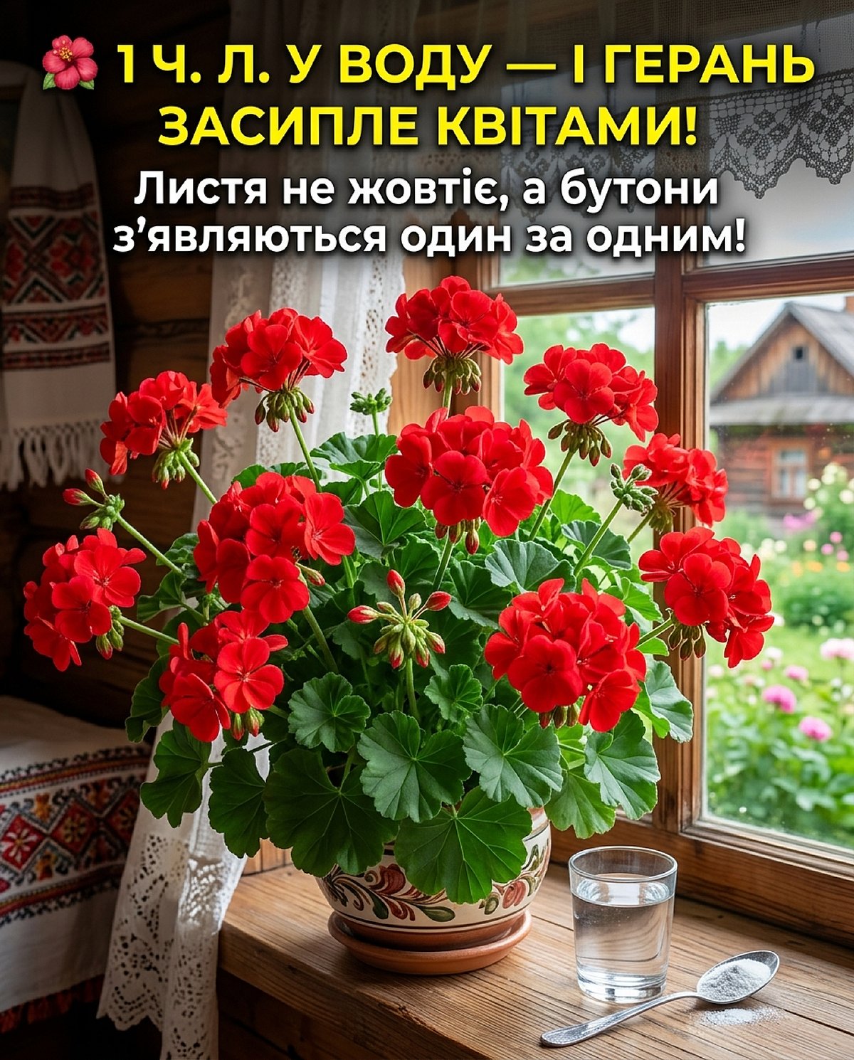 Одна ложка крохмалю на літр води — і герань перестане жовтіти