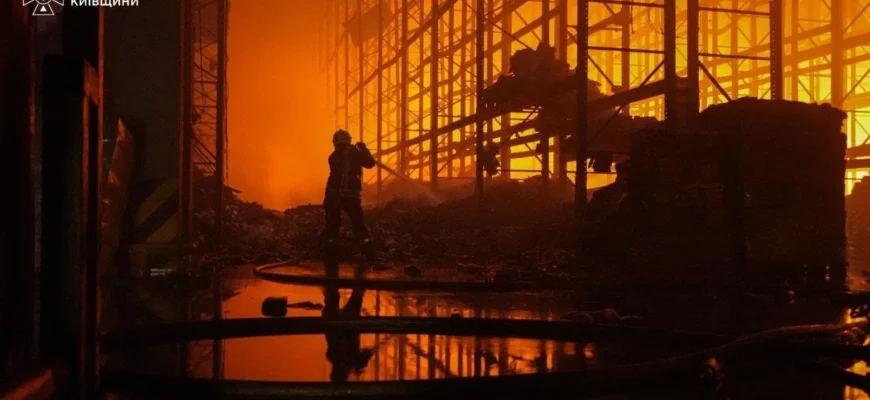Російські війська атакували склади під Києвом, спалахнула масштабна пожежа та є постраждалі